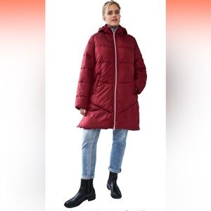 Ellos Burgundy Puffer Jacket